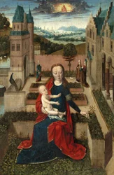 Madone et enfant dans un jardin